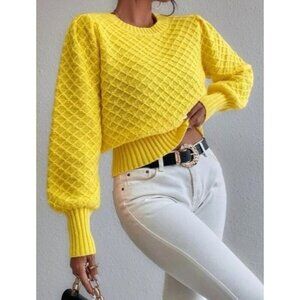 Vibrant Yellow Casual Round Neck Pullovers